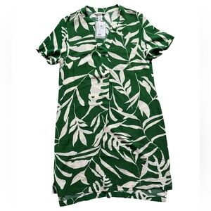 H&M Green and White Leaf Print Mini Dress